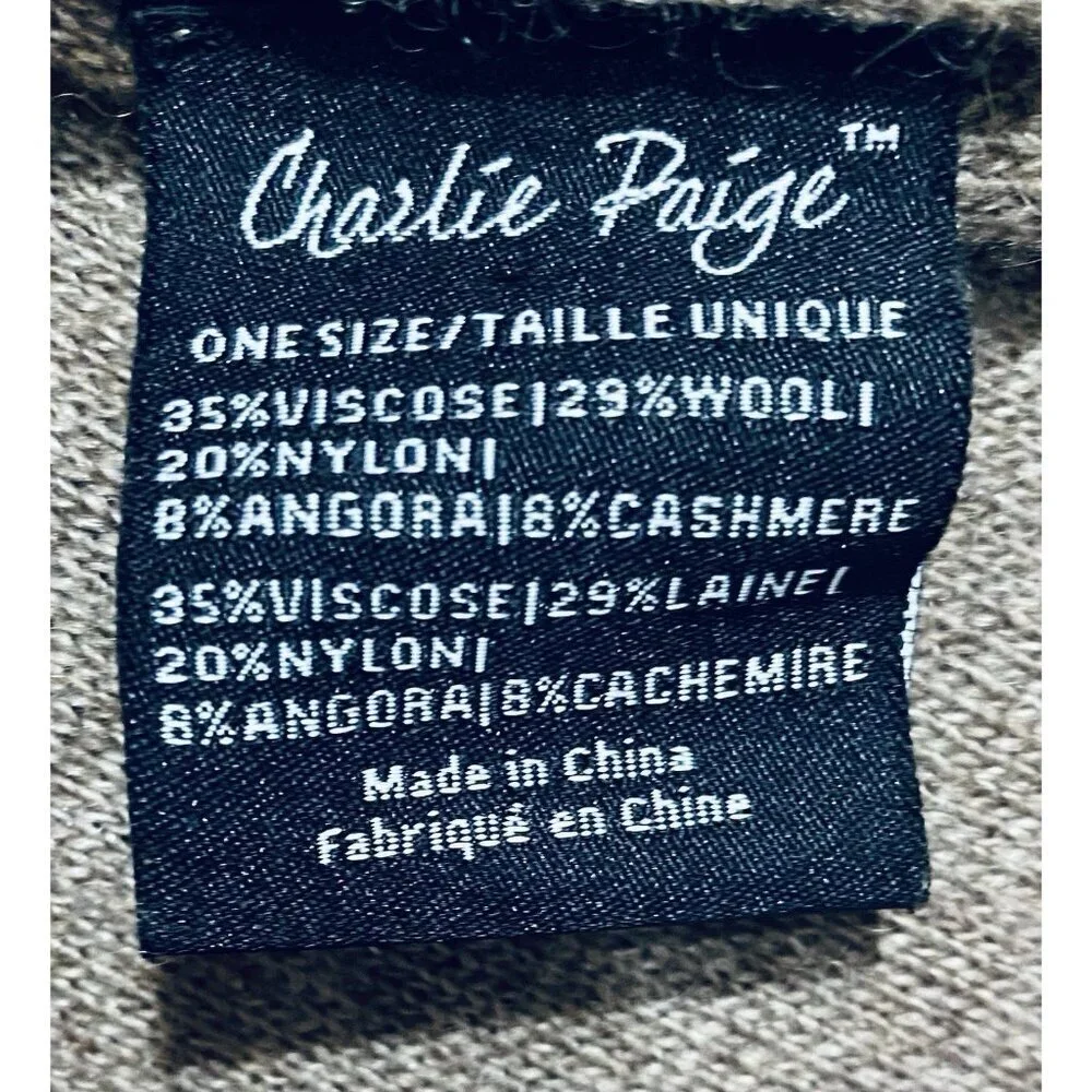 Charlie Paige Poncho Sweater Womens One Size Brown Cashmere Blend Button Detail